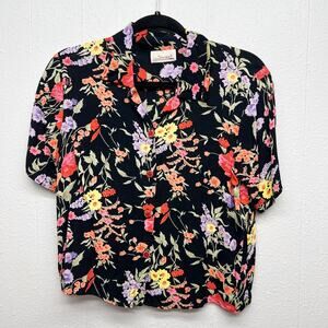 Sareet Vintage Cropped Floral Colorful Vibrant Lightweight Top Womens Sz Medium